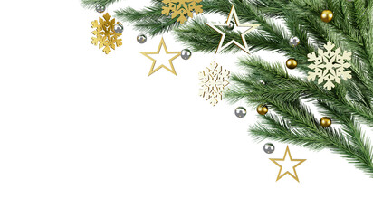 christmas tree branch with christmas decorations on transparent © Buffstock