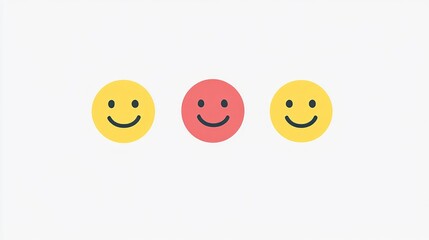 Colorful Smiley Faces on a White Background Evoking Happiness and Positivity in a Minimalistic Design