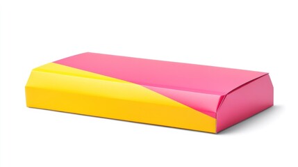 Vibrant Pink and Yellow Geometric Package for Gifts or Products on White Background