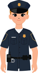 male police officer character with uniform, man sheriff cartoon , security guards isolated illustration