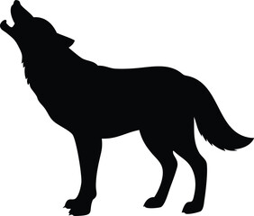 Black silhouette of a howling wolf on a white background vector illustration
