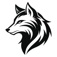 Bold black and white vector illustration of a powerful wolf head profile