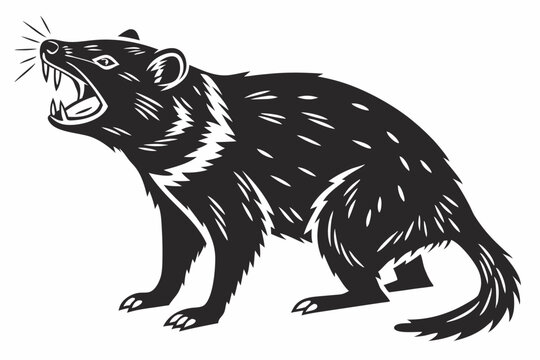 tasmanian devil sihouette black vector 