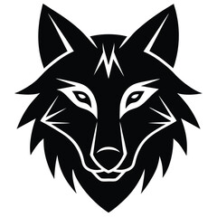 Detailed monochrome wolf head design in a minimalist style perfect for logos or branding
