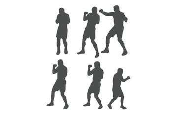Fighting Stick Figures Icon on Black and White Vector Backgrounds
