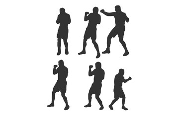 Fighting Stick Figures Icon on Black and White Vector Backgrounds
