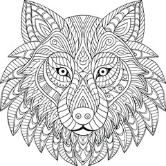 Fototapeta premium Wolf head vector illustration for wild animal tattoo design
