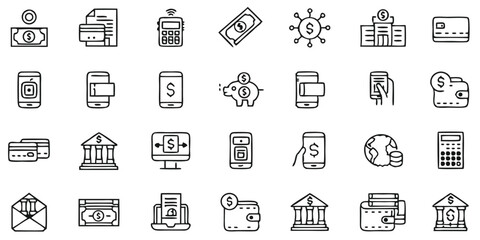 Hand-drawn Collection of Financial Icons for Modern Digital Banking