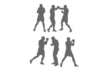 Fighting Stick Figures Icon on Black and White Vector Backgrounds
