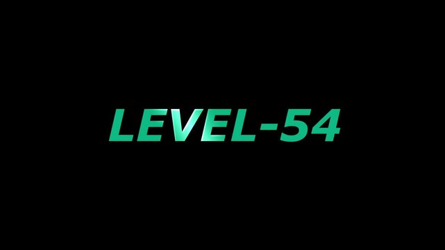 Modern green level fifty four text on black background for gaming content
