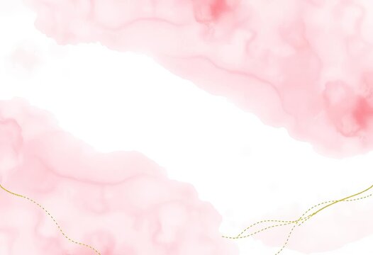 Elegant blush pink watercolor wash background with gold foil line art wedding invite design,  watercolor,  pink