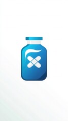 Obraz premium Blue Pill Bottle Icon with Crossed Pills Inside