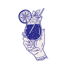 Cocktail Glass Drink Vector Summer Sketch Whimsical Doodle Illustration