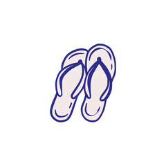 Beach Shoe Flip-flop Sandals  Travel Vacation Flip Flops Summer Sketch Whimsical Doodle Illustration