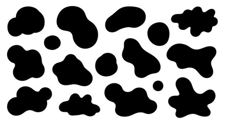 Fototapeta premium Abstract Black Ink Blots A Collection of Irregular Shapes for Design