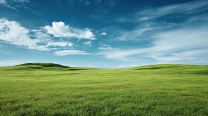 Fototapeta premium Premium image of lush green field under a clear blue sky.