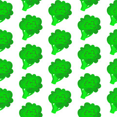 Broccoli seamless pattern. simple symmetrical diagonal background. Bright and fun vegetable design for fabric, wallpaper, wrapping paper, or healthy food projects