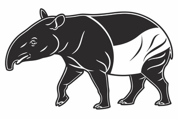Fototapeta premium tapir sihouette black vector 