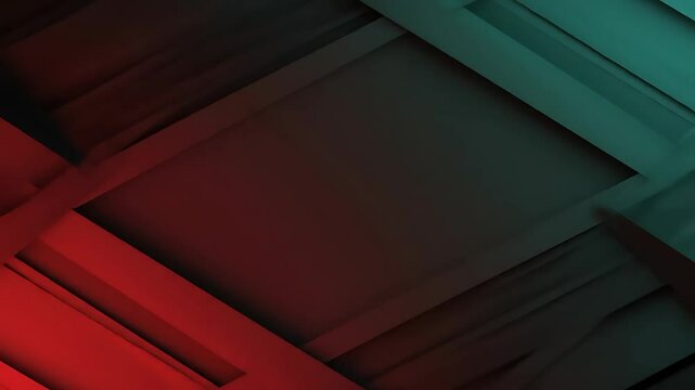 Abstract Geometric Shapes Shifting Red and Teal Colored Background