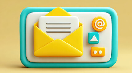 Colorful email-themed 3D illustration with vibrant details and communication elements