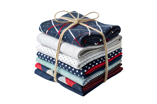  Stack of folded socks tied with string  PNG Image