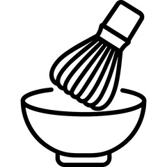 Matcha whisk and bowl outline icon vector