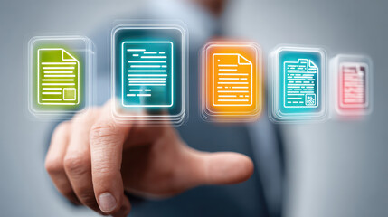 Digital document management concept with modern interface for file organization