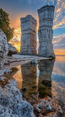 Dramatic Sunset Sky above Limestone Cliffs