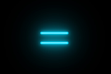 Neon Equal icon on black background. Equal icon illustration isolated on black background, equal icon illustration.