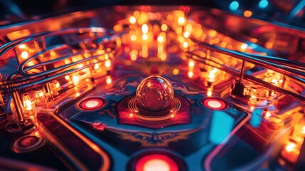 Vibrant illumination of pinball machine offering a sense of classic nostalgia
