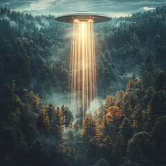 Unidentified Flying Object in Forest Setting