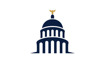 a capitol themed graphic image, on a white background. vector graphic base.