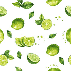 Seamless vector pattern with hand drawn pieses of lime.