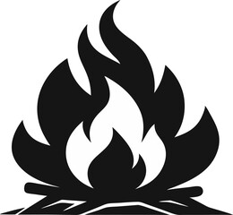 Campfire Silhouette Vector Illustration 
