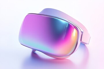 Iridescent Pink Virtual Reality Headset on White Background
