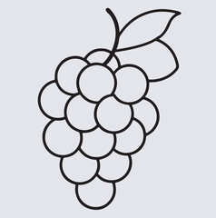 grapes line art icon silhouette vector art illustration, bunch of grapes