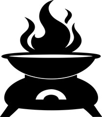 Charcoal Burner Silhouette Vector Illustration 