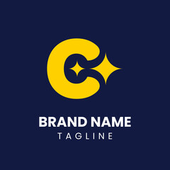 Logo combining letter C with a four-point star resembling a sparkling shine, perfect for creative branding, modern business, or tech identity. Clean and minimalist design.