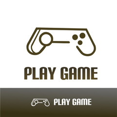 Minimalist gaming logo in brown, featuring a simple game controller outline and bold representing entertainment, gameplay, and modern digital experiences