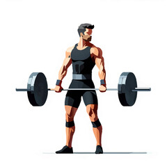 Muscular Man Lifting Heavy Barbell in Gym for Strength Training

