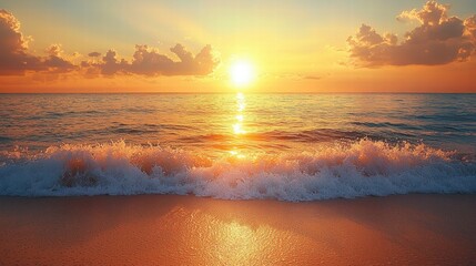 Tranquil Beach Scene with Ocean Waves
