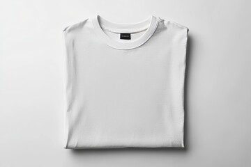 Neatly Folded Blank White Crew Neck TShirt Mockup