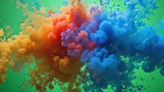 2 harmonious gush jar indium midair and burst luminous ink irrigate indium fractal formations, their dazzling tints blossoming ended angstrom prostrate park background.