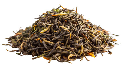 dried tobacco leaves on white background