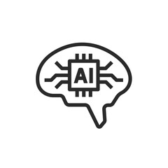 ai brain line icon vector images