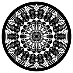 Mandala black circular vector illastration wiht geometric pattern and concentric ring