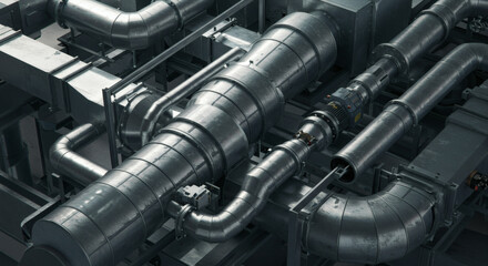Obraz premium Industrial Buildings and Architecture Close-Up of Complex Piping Systems