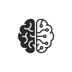 brain and circuit combined vector icon