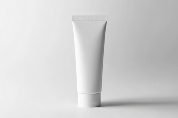 White Cosmetic Tube on Neutral Background