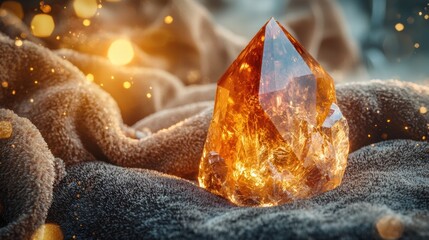 Raw Topaz Crystal on Velvet Surface